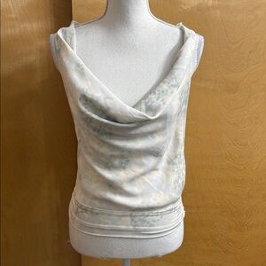 Open Edit Halter Tie Cowl Neck Watercolor Open Back Top Size M